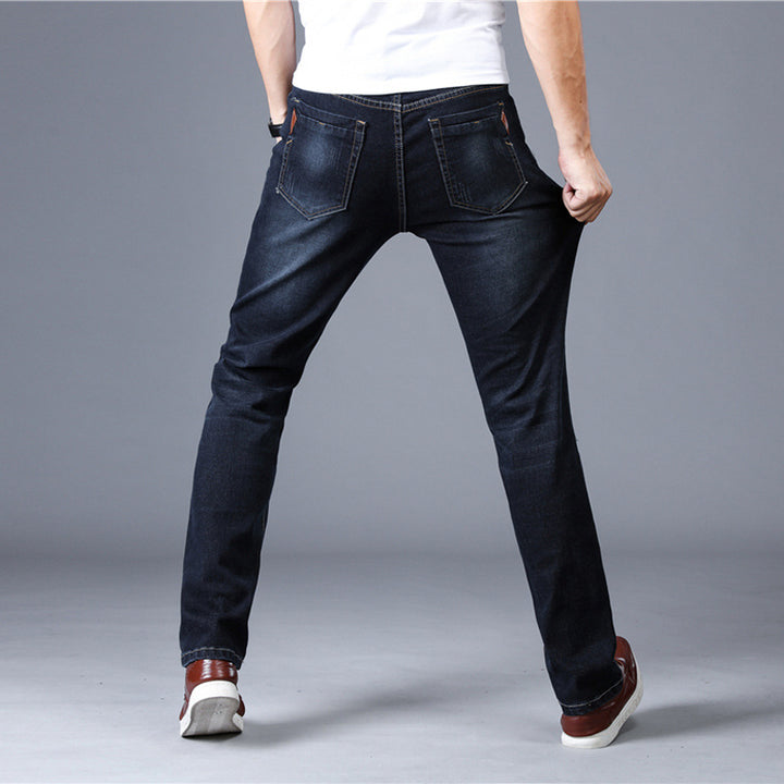 Jeans Men's Slim Men's Jeans Men's Jeans Men's Straight-leg Stretch Trousers-Super Amazing Store