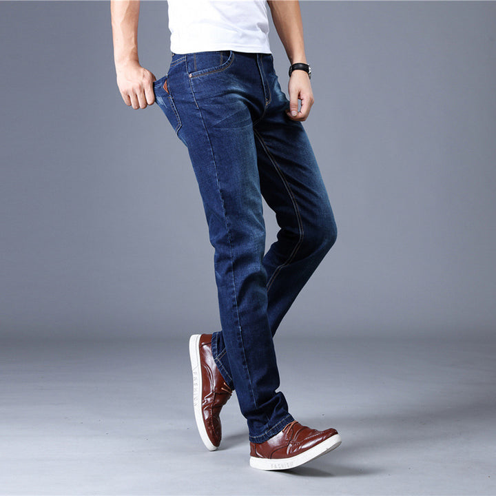 Jeans Men's Slim Men's Jeans Men's Jeans Men's Straight-leg Stretch Trousers-Super Amazing Store