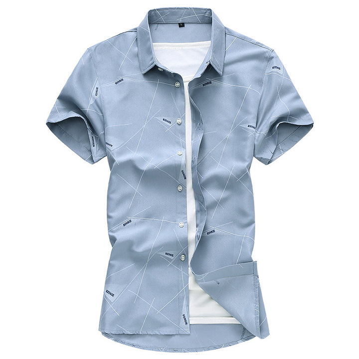 Men Short Sleeve Cotton Flower Shirt Mens Dress Shirts Q2