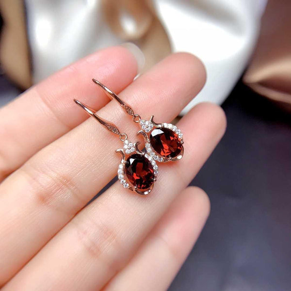 New Style Natural Mozambique Garnet Earrings For Women With All Crystals - Super Amazing Store