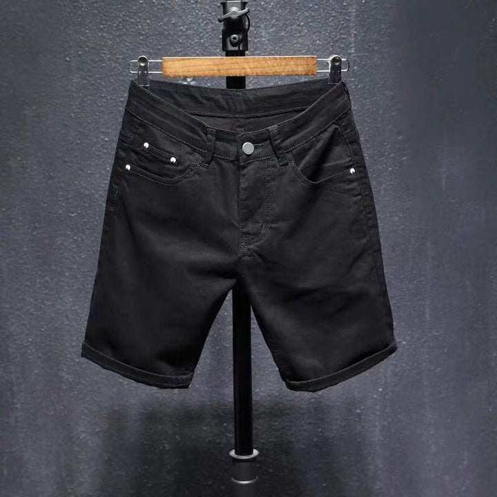 New Arrival Shorts Men Zipper Fly Casual Solid Cotton Summer Hole Elastic Thin Black Mens Homme Boardshorts Beach Regular - Super Amazing Store