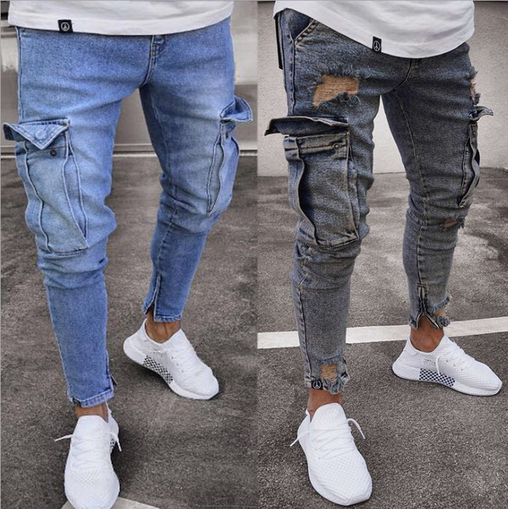 Cargo Hole Denim Jeans Men Q2