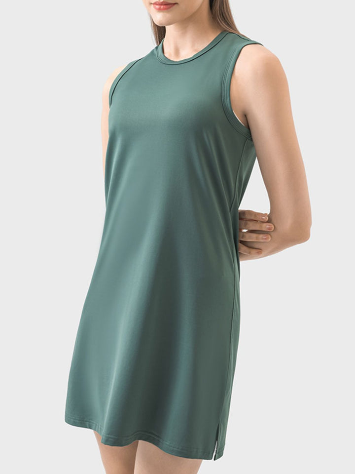 Round Neck Sleeveless Active Dress Trendsi