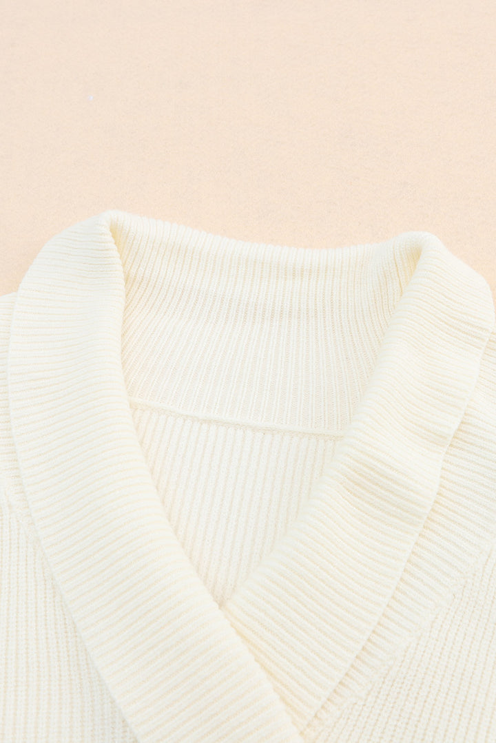 Ribbed Surplice Long Sleeve Sweater Trendsi