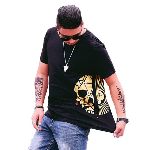 Hot Stamped Head Size Loose Short Sleeve T-shirt Men - Super Amazing Store