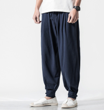 Chinese style cotton and linen casual trousers loose harem pants bloomers-Super Amazing Store