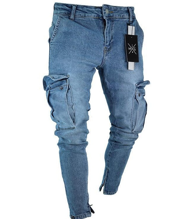 Cargo Hole Denim Jeans Men Q2