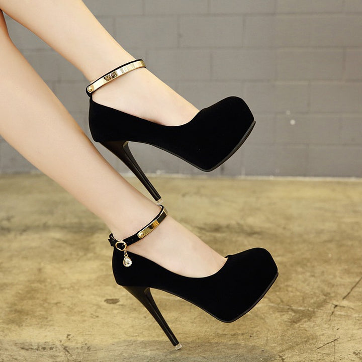 Women Pumps Metal Ankle Strap Q2