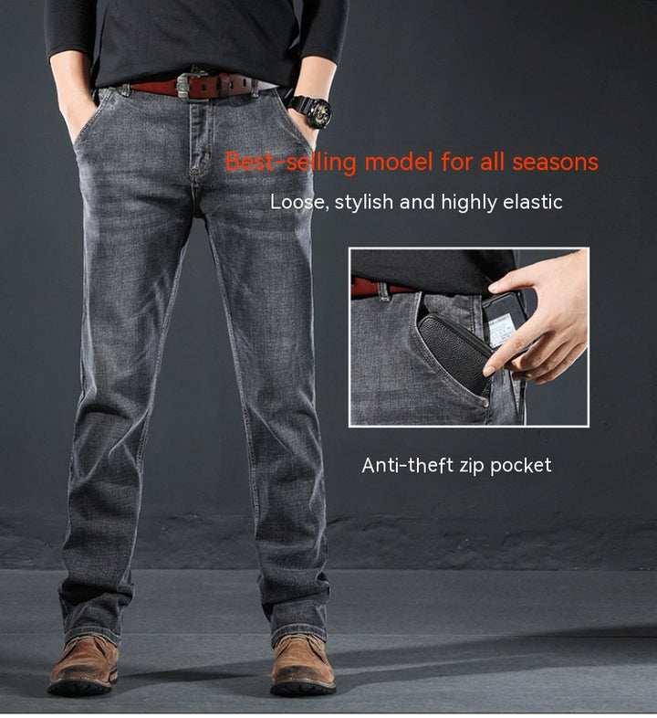 Men's Loose Straight Smoky Gray Jeans-Super Amazing Store