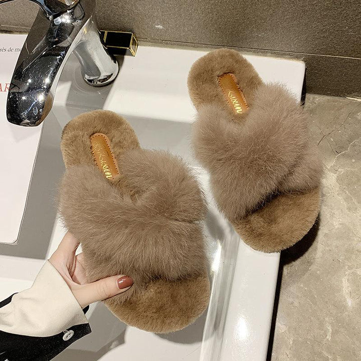 Cross fur slippers - Super Amazing Store