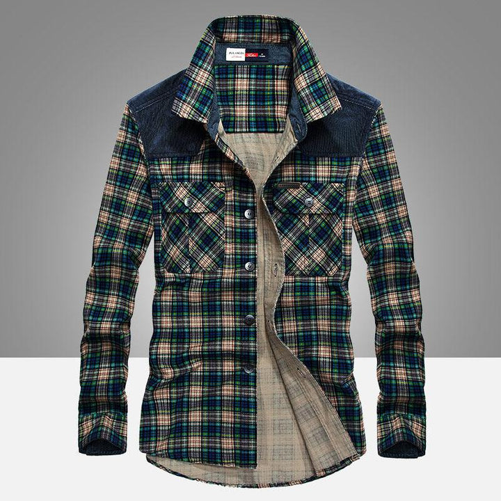 Shirt Men Military Plaid Dress 100 Cotton - Super Amazing Store