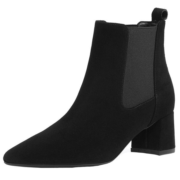 Short Women's Leather Thick Heel Mid-heel Boots - Super Amazing Store