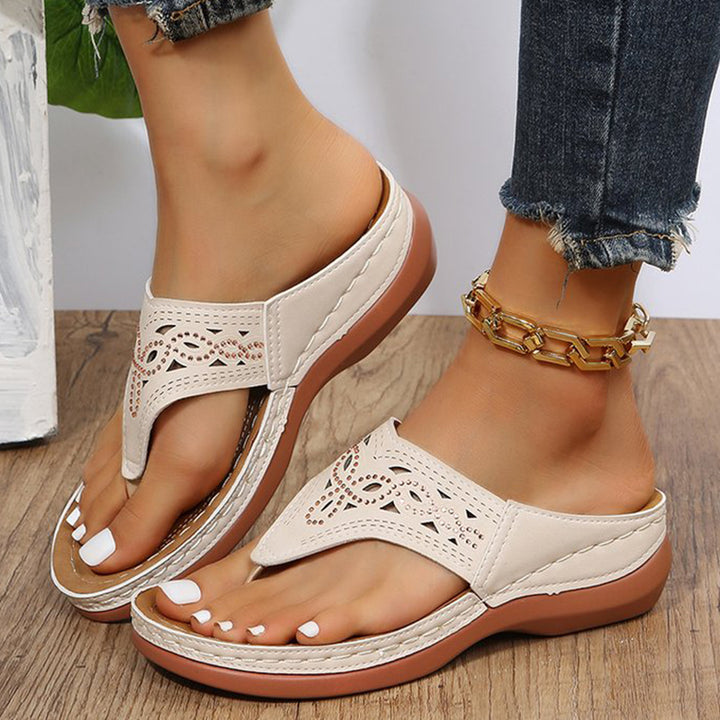 Clip Toe Wedge Sandals Women Summer Flip Flops Slippers Beach Shoes Q2