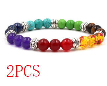 Natural Stone Colorful Chakra Energy Yoga Bracelet Q2