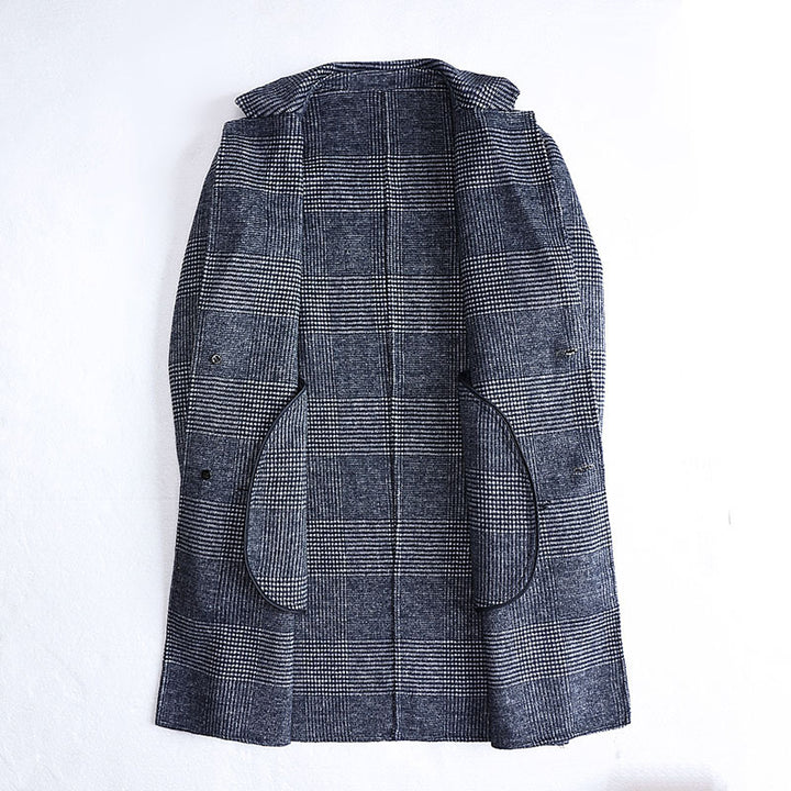 Men's Fashion Plaid Double-sided Woolen Coat Q2