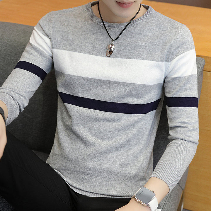 Men's Sweater Knit Sweater Pullover Slim Round Neck Sweater - Super Amazing Store