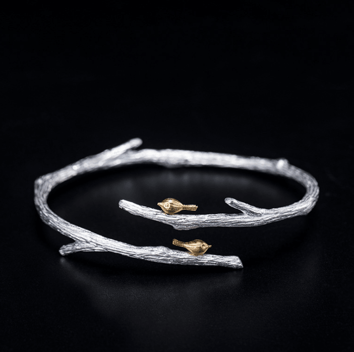 Silver fan bird branch s925 silver bracelet women - Super Amazing Store