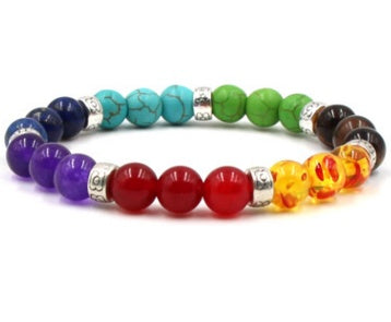 Natural Stone Colorful Chakra Energy Yoga Bracelet Q2