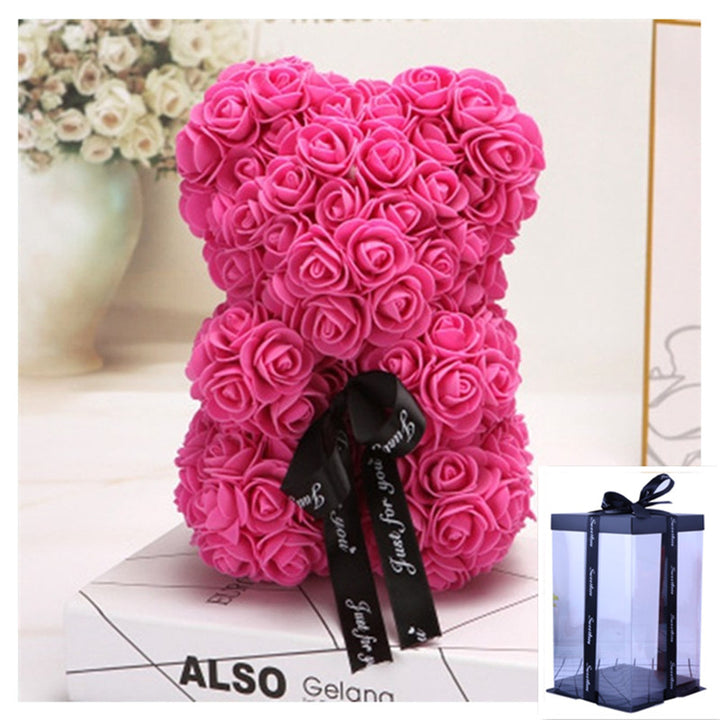 Rose Bear Eternal Flower Rose Teddy Bear PE Foam Bear 25cm