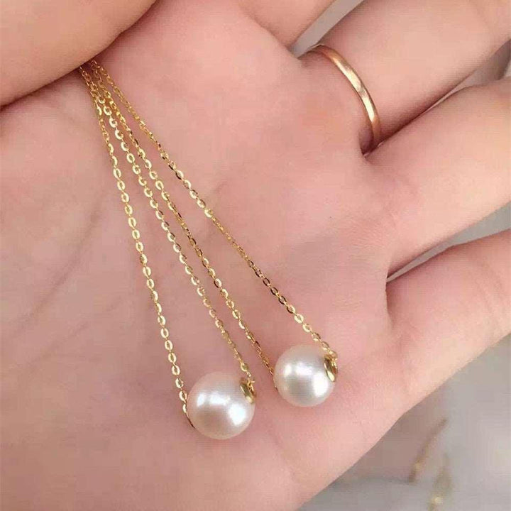 18K Gold Round Pearl Necklace Clavicle Chain - Super Amazing Store