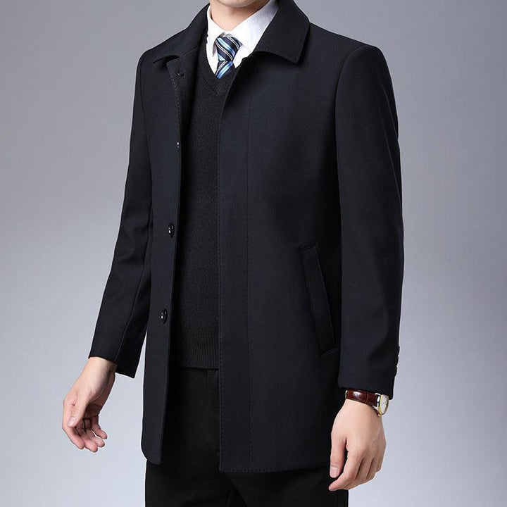 Suit collar cardigan middle-aged men trendy long-sleeved shirt - Super Amazing Store