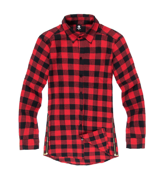 Mens Fashion Hip Hop Shirts Streetwear Urban Clothing Hiphop Men Clothes Plaid Zipper Shirt - Super Amazing Store