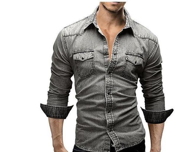 Men Shirt Brand Male Long Sleeve Shirts Casual Solid Slim Fit - Super Amazing Store