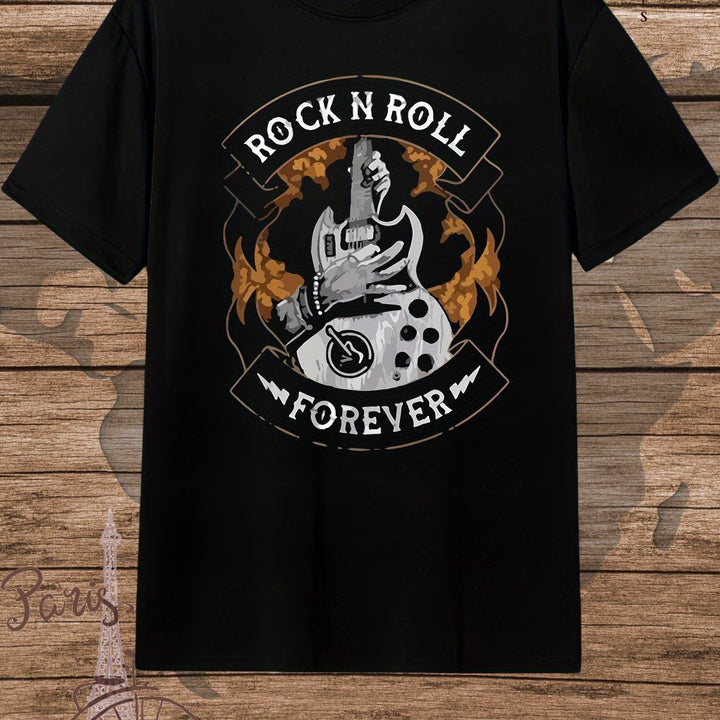 ROCK N ROLL FOREVER Printed Men's Short Sleeve Multifunctional T-shirt, Comfortable And Breathable, Summer Casual Wear Super Amazing Store