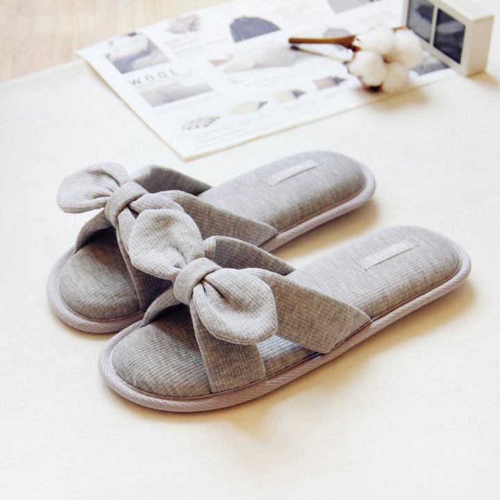 Summer day air cotton bow slippers antiskid bathroom slippers lovely slippers home slippers - Super Amazing Store