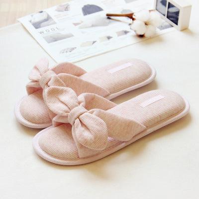 Summer day air cotton bow slippers antiskid bathroom slippers lovely slippers home slippers - Super Amazing Store