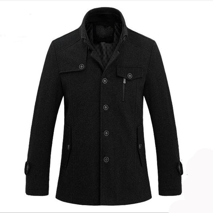 Men's Coat Fleece Trench Coat Mid Length Knitted Q2