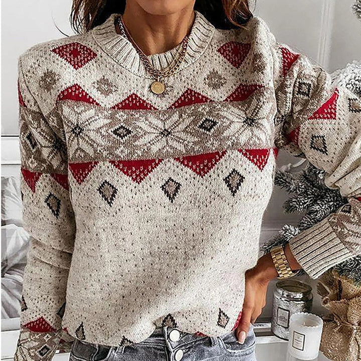 Snowflake Round Neck Sweater Trendsi