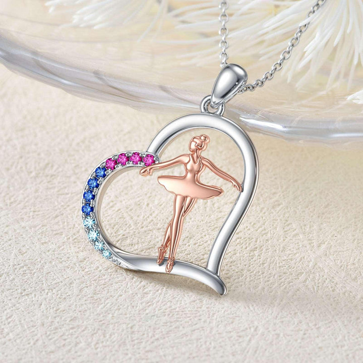 925 Sterling Silver Heart Ballet Dancer Necklace Dance Necklaces Jewelry Gift for Women Dance Lovers - Super Amazing Store