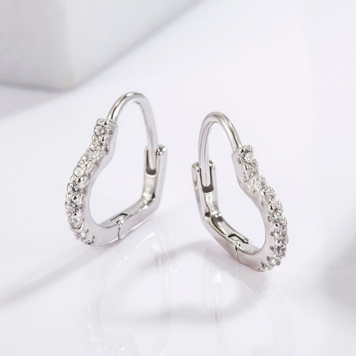 925 Serling Silver Zircon Heart Shape Earrings Trendsi