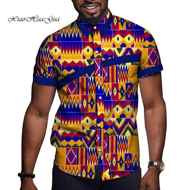 African Men Clothing Printed Short Sleeve Top T Shirt - Super Amazing Store