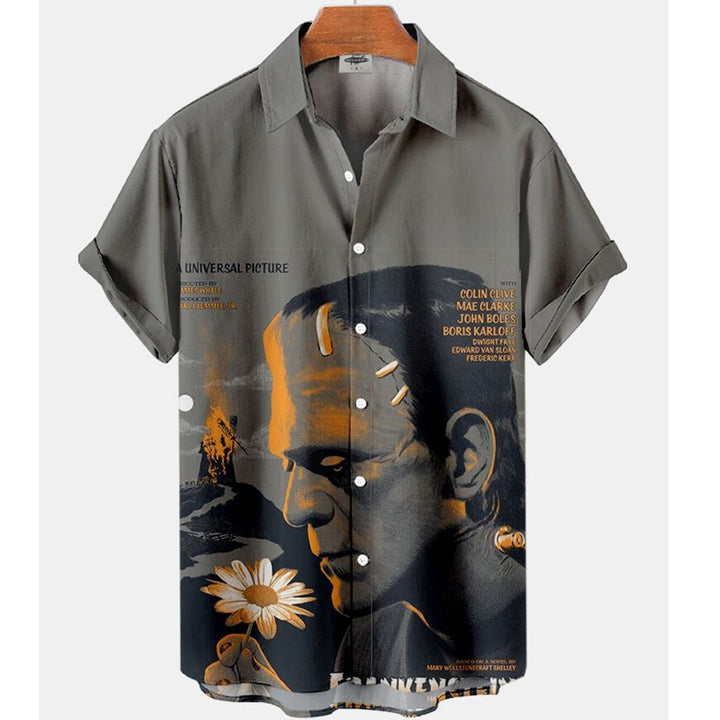 Men's Short-sleeved Shirt Four-sided Stretch 3D Digital Q2