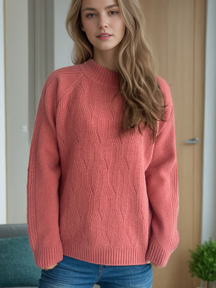 Mock Neck Long Sleeve Sweater Trendsi