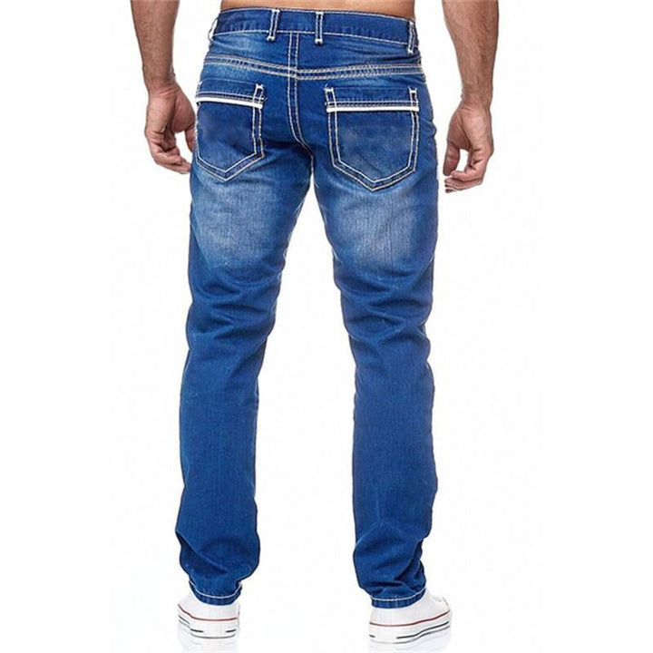 Blue Slim-fitting Simple Small Straight-leg Jeans Q2