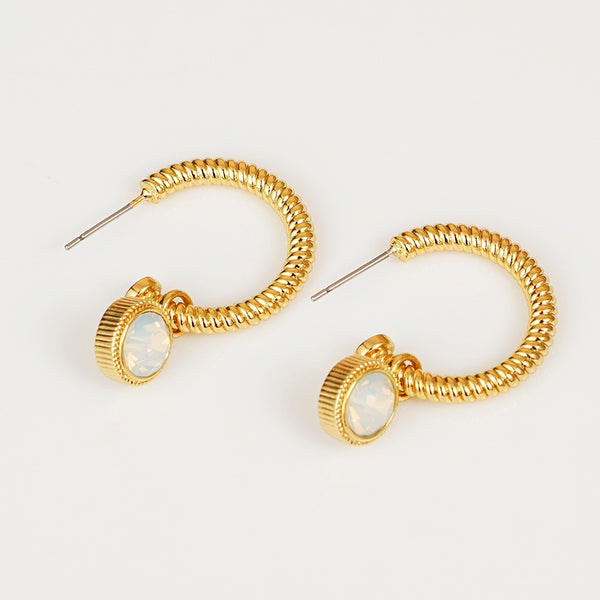 Rope Cat's Eye Stone C-Hoop Earrings Trendsi