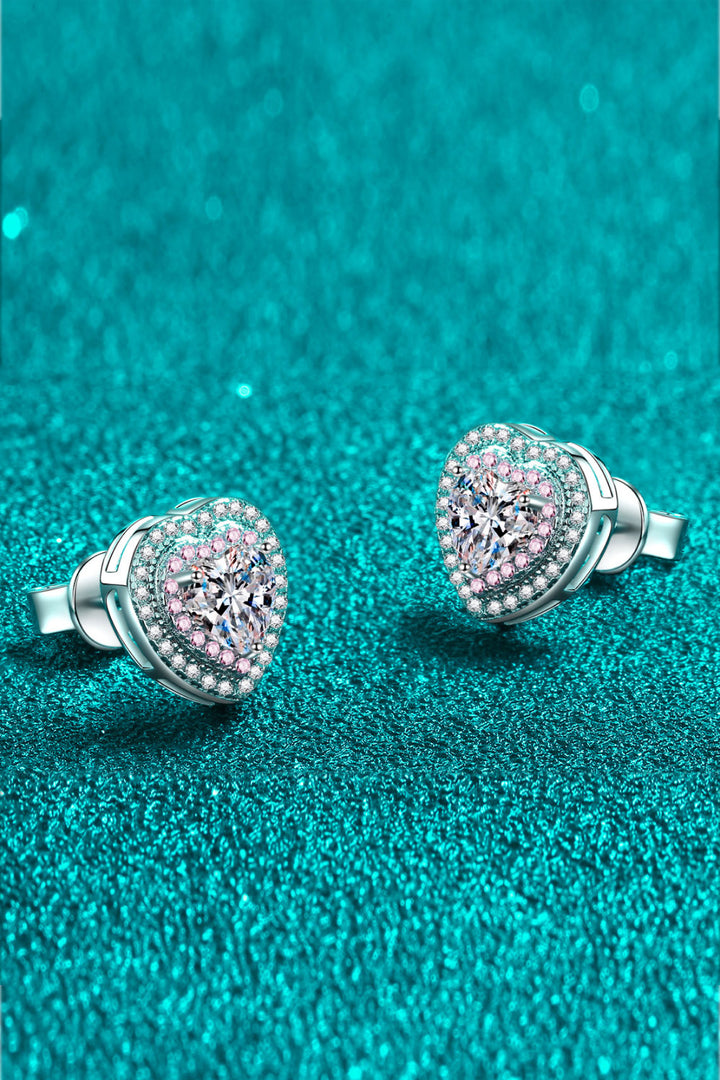 Moissanite Heart-Shaped Stud Earrings Trendsi