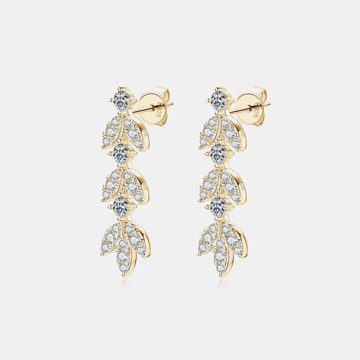 925 Sterling Silver Moissanite Leaf Earrings Trendsi