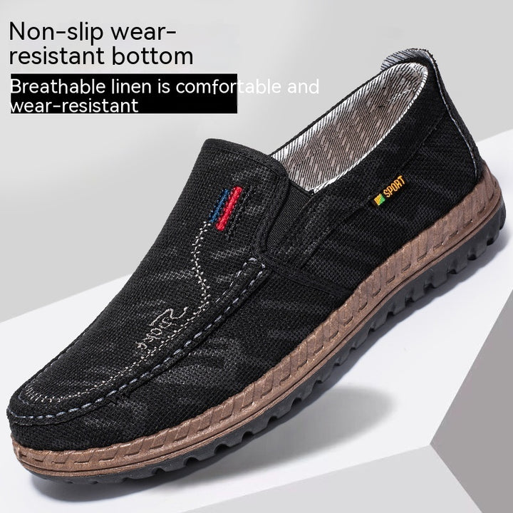 Men's Breathable Canvas Shoes Soft Bottom Non-slip Q2