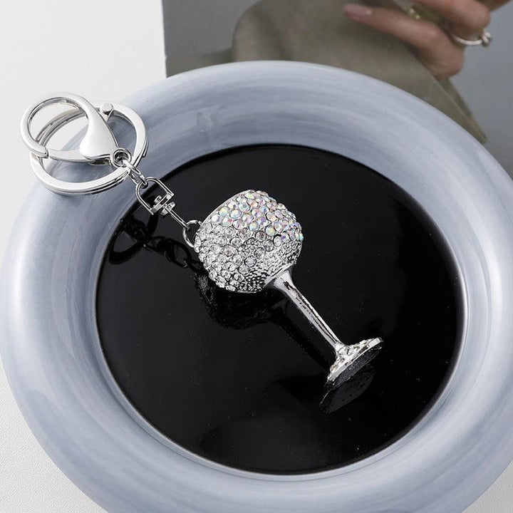 Metal Three-dimensional Wine Glass Design Keychain - Super Amazing Store