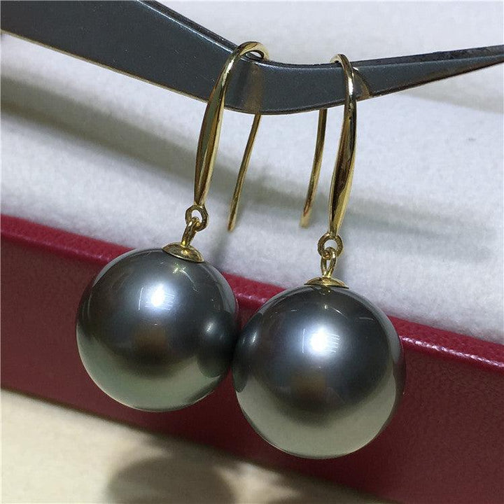 18K Thick Gold Black Pearl Drop Earrings - Super Amazing Store