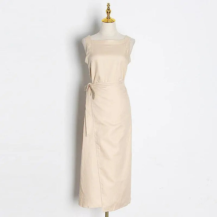2023 New Arrival Summer Midi Dress Sleeveless Women O Neck OffShoulder Elegant HighWaist Bandage - Super Amazing Store