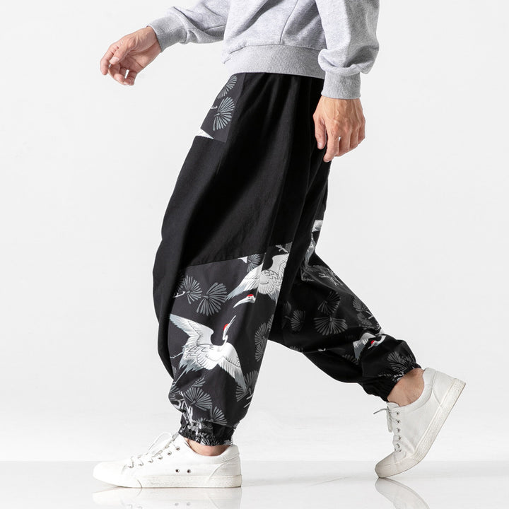 Chinese style crotch big crotch patchwork pants-Super Amazing Store