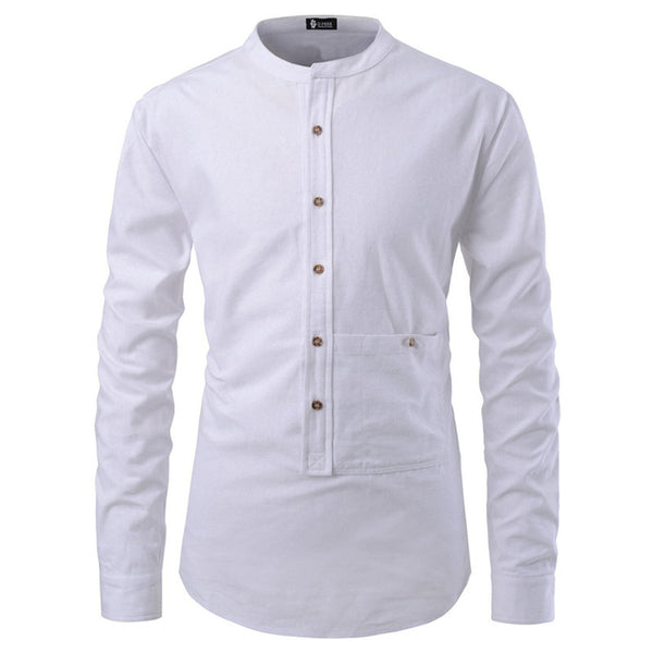 Men Shirts Korean Men Slim Long Sleeve Dress Shirt Q2