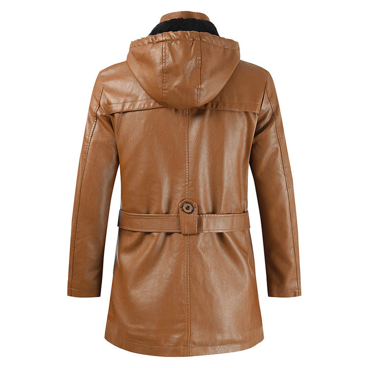 Leather jacket hooded slim coat-Super Amazing Store