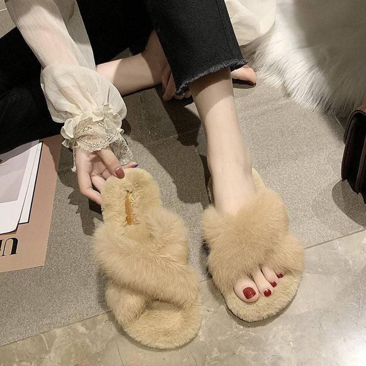 Cross fur slippers - Super Amazing Store