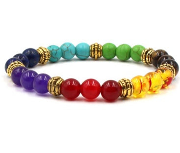 Natural Stone Colorful Chakra Energy Yoga Bracelet Q2